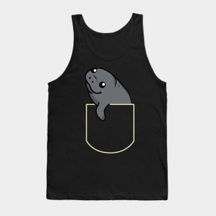 Funny Manatee In The Pocket Gift Dugong Pocket Tank Top